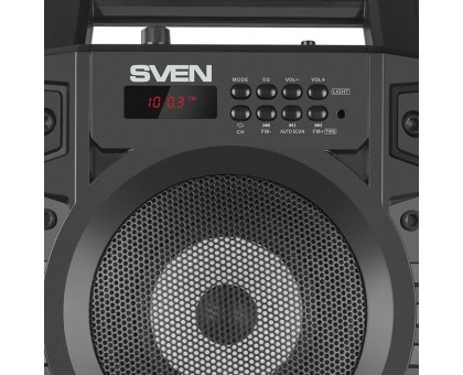 Колонка SVEN PS-440 Black (20W, TWS, Bluetooth, FM, USB, microSD, LED-display, RC, 2x2000mA*h) Колонка SVEN PS-440 Black (20W, TWS, Bluetooth, FM, USB, microSD, LED-display, RC, 2x2000mA*h)