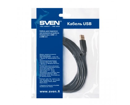 Кабель SVEN USB 2.0 PRO Am-Bm (интерфейсный) 1.8m позол. Кабель SVEN USB 2.0 PRO Am-Bm (интерфейсный) 1.8m позол.