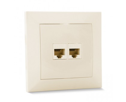 Розетка SVEN SE-60036-C комп'ютерна подвійна RJ45 кремова Розетка SVEN SE-60036-C комп'ютерна подвійна RJ45 кремова