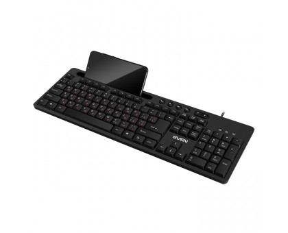 Клавіатура SVEN KB-S302 USB чорна з підставкою для смартфона Клавіатура SVEN KB-S302 USB чорна з підставкою для смартфона