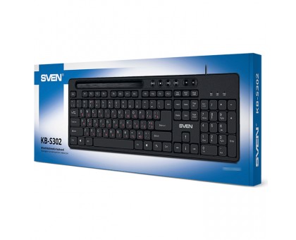 Клавіатура SVEN KB-S302 USB чорна з підставкою для смартфона Клавіатура SVEN KB-S302 USB чорна з підставкою для смартфона