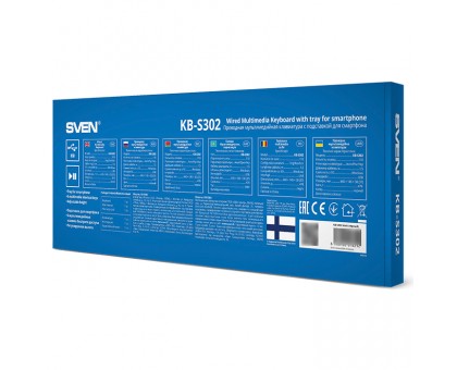 Клавіатура SVEN KB-S302 USB чорна з підставкою для смартфона Клавіатура SVEN KB-S302 USB чорна з підставкою для смартфона