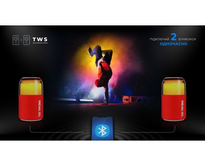 Колонка REAL-EL X-705 RED (5Вт, Bluetooth, USB, RGB, TWS, Type C, 1800мА*год) Колонка REAL-EL X-705 RED (5Вт, Bluetooth, USB, RGB, TWS, Type C, 1800мА*год)