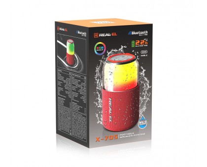 Колонка REAL-EL X-705 RED (5Вт, Bluetooth, USB, RGB, TWS, Type C, 1800мА*год) Колонка REAL-EL X-705 RED (5Вт, Bluetooth, USB, RGB, TWS, Type C, 1800мА*год)