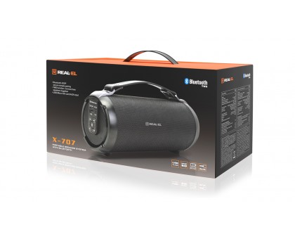Колонка REAL-EL X-707 Black УЦІНКА (8Вт, Bluetooth, USB, AUX, microSD,1500мА*год)