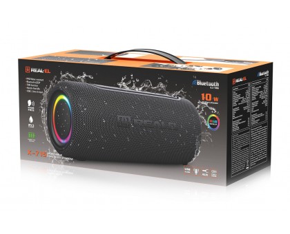 Колонка REAL-EL X-715 Black (10Вт, Bluetooth, USB, RGB, TWS, Type C, 2000мА*год)