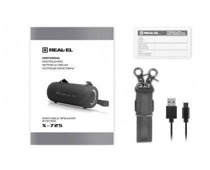 Колонка REAL-EL X-725 Black (15Вт, Bluetooth, USB, RGB, TWS, Type C, 3600мА*год) Колонка REAL-EL X-725 Black (15Вт, Bluetooth, USB, RGB, TWS, Type C, 3600мА*год)