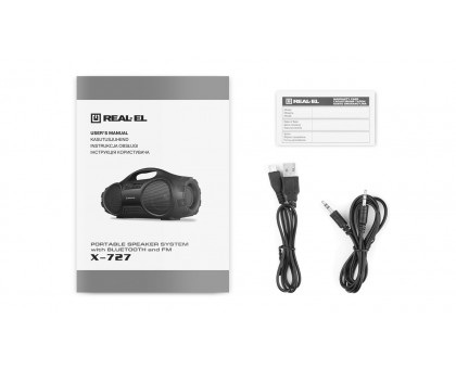 Колонка REAL-EL X-727 Black (bluetooth, подсветка, TWS, USB, Micro SD, handsfree) Колонка REAL-EL X-727 Black (bluetooth, подсветка, TWS, USB, Micro SD, handsfree)