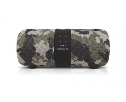 Колонка REAL-EL X-733 camo (24Вт, Bluetooth, USB, AUX, 3600мА*час) Колонка REAL-EL X-733 camo (24Вт, Bluetooth, USB, AUX, 3600мА*час)