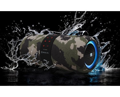 Колонка REAL-EL X-733 camo (24Вт, Bluetooth, USB, AUX, 3600мА*час) Колонка REAL-EL X-733 camo (24Вт, Bluetooth, USB, AUX, 3600мА*час)