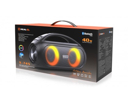 Колонка REAL-EL X-745 Black (40Вт, Bluetooth, USB, AUX, 3000мА*год)