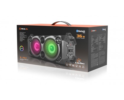 Колонка REAL-EL X-751 Black УЦІНКА (36Вт,Bluetooth,USB,microSD,AUX,4000mA*) Колонка REAL-EL X-751 Black УЦІНКА (36Вт,Bluetooth,USB,microSD,AUX,4000mA*)