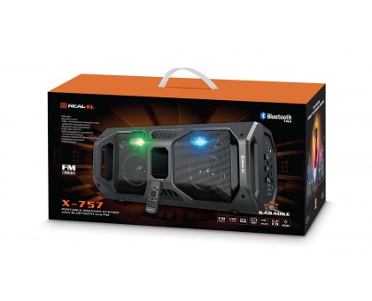 Колонка REAL-EL X-757 Black (bluetooth, FM, підсвічування, TWS, USB, Micro SD, пульт ДК)