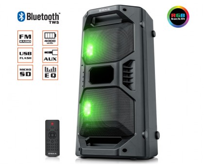 Колонка REAL-EL X-757 Black (bluetooth, FM, підсвічування, TWS, USB, Micro SD, пульт ДК)