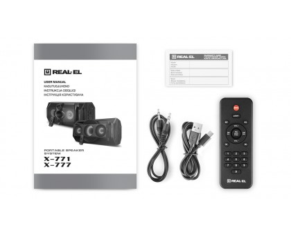 Колонка REAL-EL X-771 Black (50Вт,Bluetooth,USB,microSD,AUX,8000mA)
