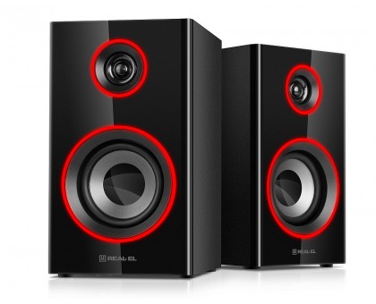 Колонки 2.0 REAL-EL S-415 black (20 Вт, Bluetooth, підсвічування) Колонки 2.0 REAL-EL S-415 black (20 Вт, Bluetooth, підсвічування)