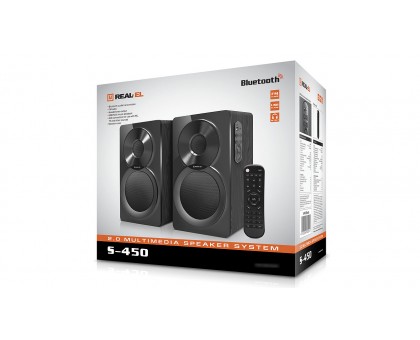 Колонки 2.0 REAL-EL S-450 black УЦІНКА (46 Вт, Bluetooth, USB flash, FM радіо, пду) Колонки 2.0 REAL-EL S-450 black УЦІНКА (46 Вт, Bluetooth, USB flash, FM радіо, пду)
