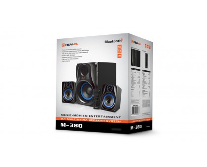Колонки 2.1 REAL-EL M-380 black (32Вт, Bluetooth, USB, SD, FM, ДУ) Колонки 2.1 REAL-EL M-380 black (32Вт, Bluetooth, USB, SD, FM, ДУ)