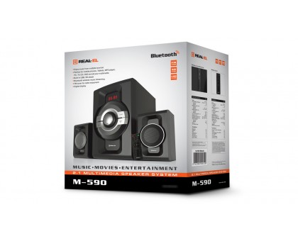 Колонки 2.1 REAL-EL M-590 black (60Вт, Bluetooth, USB, SD, FM, ДК) Колонки 2.1 REAL-EL M-590 black (60Вт, Bluetooth, USB, SD, FM, ДК)