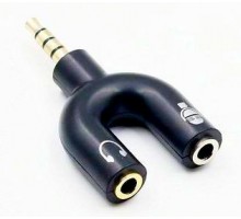 Адаптер SSE Audio 3.5mm M 4pin - 2x3.5mm F 3pin чорний