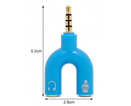 Адаптер SSE Audio 3.5mm M 4pin - 2x3.5mm F 3pin синій