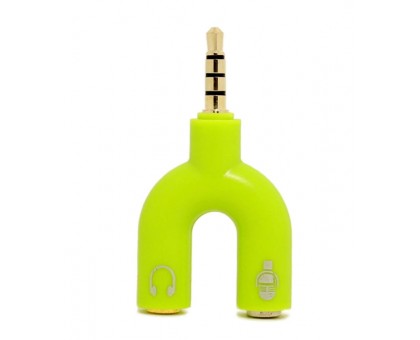 Адаптер SSE Audio 3.5mm M 4pin - 2x3.5mm F 3pin зелений