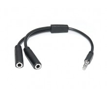 Кабель REAL-EL Audio Pro 3.5mm M - 2x3.5mm F 0.2m чорний