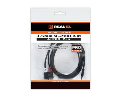 Кабель REAL-EL Audio Pro 3.5mm M - 2xRCA M 1.8m чорний Кабель REAL-EL Audio Pro 3.5mm M - 2xRCA M 1.8m чорний