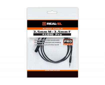 Кабель REAL-EL Audio Pro 3.5mm M - 3.5mm F 1m чорний
