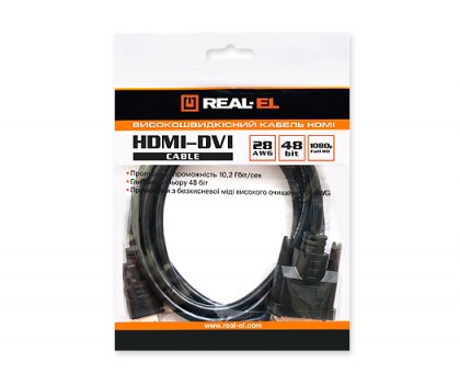 Кабель REAL-EL HDMI-DVI M-M 1.8m Кабель REAL-EL HDMI-DVI M-M 1.8m