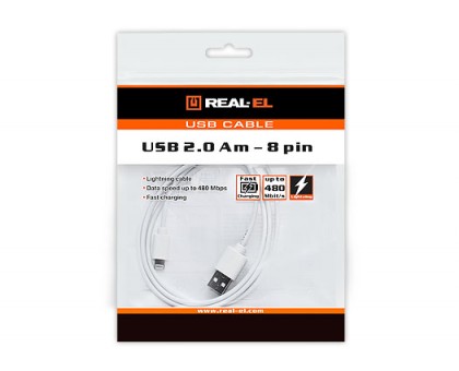 Кабель REAL-EL USB 2.0 AM-8pin 1m білий Кабель REAL-EL USB 2.0 AM-8pin 1m білий