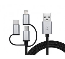 Кабель REAL-EL USB 2.0 Premium AM - 3in1 1m чорний