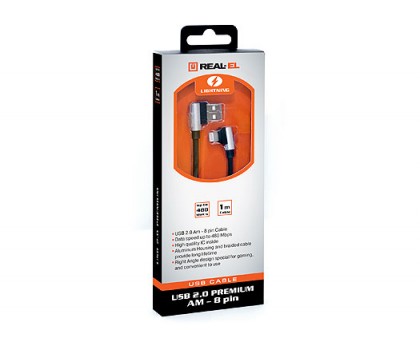 Кабель REAL-EL USB 2.0 Premium AM-8pin (Lightning) 1m чорний Кабель REAL-EL USB 2.0 Premium AM-8pin (Lightning) 1m чорний