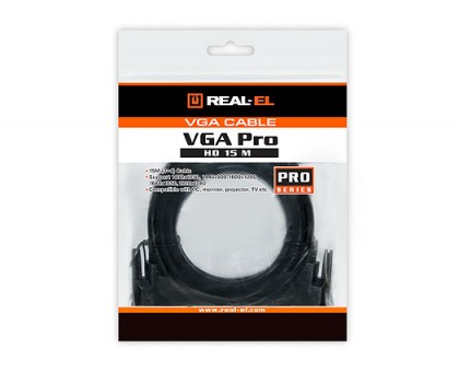 Кабель REAL-EL VGA HD15M-VGA HD15M Pro 1.8m black Кабель REAL-EL VGA HD15M-VGA HD15M Pro 1.8m black