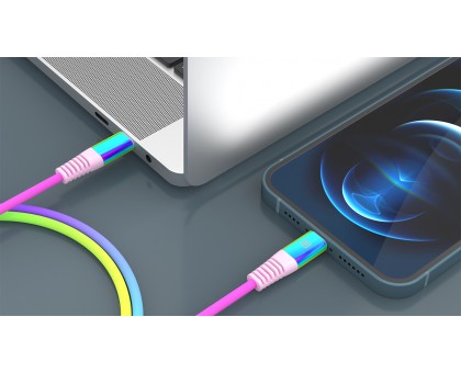 Кабель REAL-EL MFI PD USB Type C - Lightning Rainbow 1m Кабель REAL-EL MFI PD USB Type C - Lightning Rainbow 1m