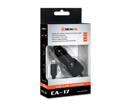 Зарядний пристрій REAL-EL CA-17 USB автомобільний Зарядний пристрій REAL-EL CA-17 USB автомобільний
