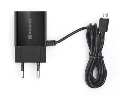 Зарядний пристрій REAL-EL CH-215 USB (Micro USB кабель + USB) Зарядний пристрій REAL-EL CH-215 USB (Micro USB кабель + USB)
