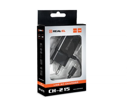 Зарядний пристрій REAL-EL CH-215 USB (Micro USB кабель + USB) Зарядний пристрій REAL-EL CH-215 USB (Micro USB кабель + USB)