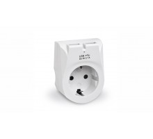 Зарядний USB-пристрій з розеткою REAL-EL CS-25 білий