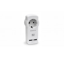 Зарядний USB-пристрій з розеткою REAL-EL CS-30 білий