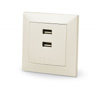 Розетка REAL-EL Comfort 60025-C з вмонтованим блоком живлення USB кремова