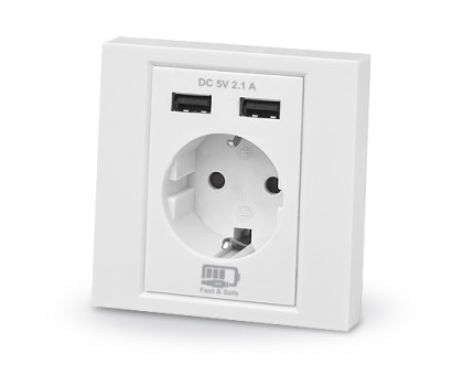 Розетка REAL-EL CSW-220 з вмонтованим блоком живлення USB біла