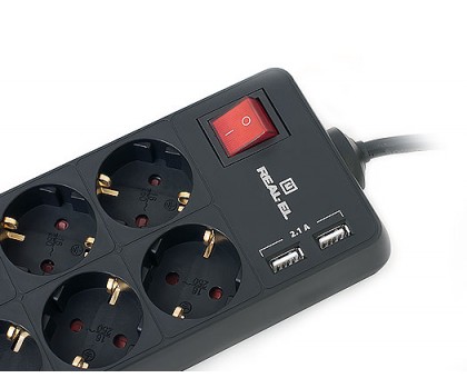 Фільтр-подовжувач REAL-EL RS-8 PROTECT USB 1.8m чорний уцінка Фільтр-подовжувач REAL-EL RS-8 PROTECT USB 1.8m чорний уцінка