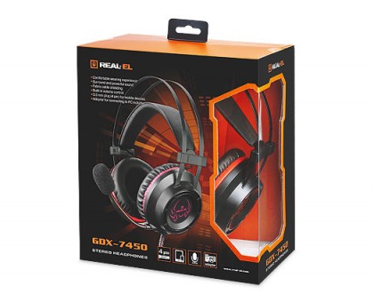 Навушники REAL-EL GDX-7450 з підсвічуванням ігрові з мікрофоном 4pin + PC Навушники REAL-EL GDX-7450 з підсвічуванням ігрові з мікрофоном 4pin + PC