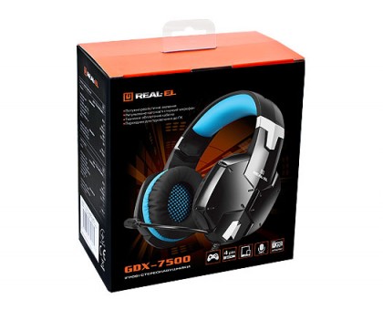 Навушники REAL-EL GDX-7500 ігрові з мікрофоном 4pin + PC