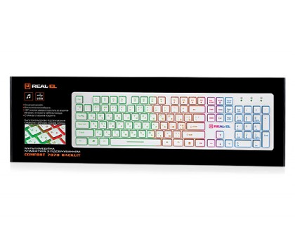 Клавіатура REAL-EL Comfort 7070 Backlit USB біла з підсвічуванням Клавіатура REAL-EL Comfort 7070 Backlit USB біла з підсвічуванням