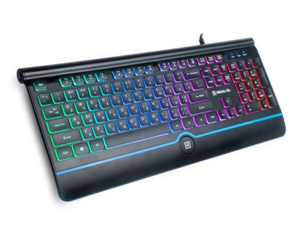Клавіатура REAL-EL Comfort 8000 Backlit USB чорна з підсвічуванням