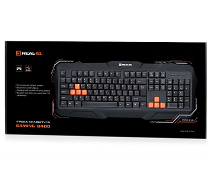Клавіатура REAL-EL Gaming 8400 USB ігрова чорна Клавіатура REAL-EL Gaming 8400 USB ігрова чорна
