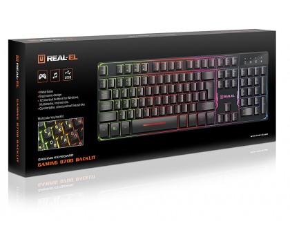 Клавіатура REAL-EL Gaming 8700 Backlit USB ігрова з підсвічуванням