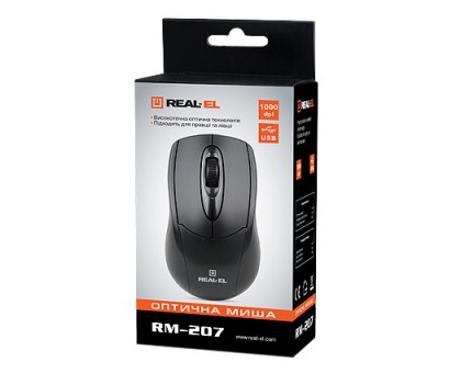 Мишка REAL-EL RM-207 USB чорна УЦІНКА